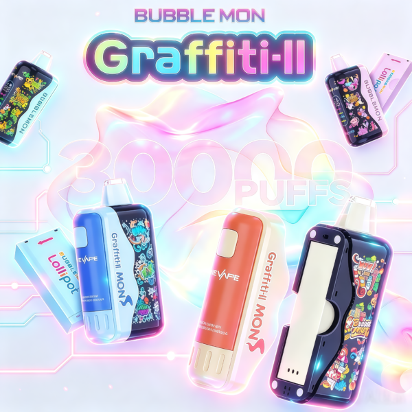 Bubblemon炫彩二代30000口 潮玩涂鸦机身可替换弹仓大容量长续航雾化器 Bubblemon炫彩二代30000口 潮玩涂鸦机身可替换弹仓大容量长续航雾化器